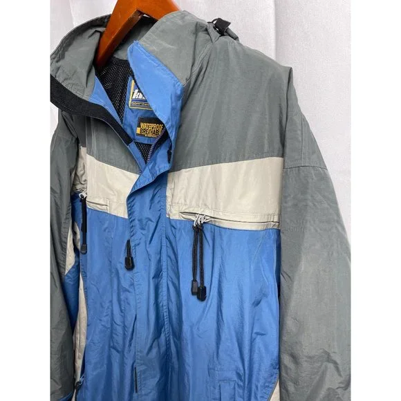 Vintage Snowboarding Jacket Men's 2XL Blue Gray Hooded Waterproof Breathable EUC - Picture 3 of 11